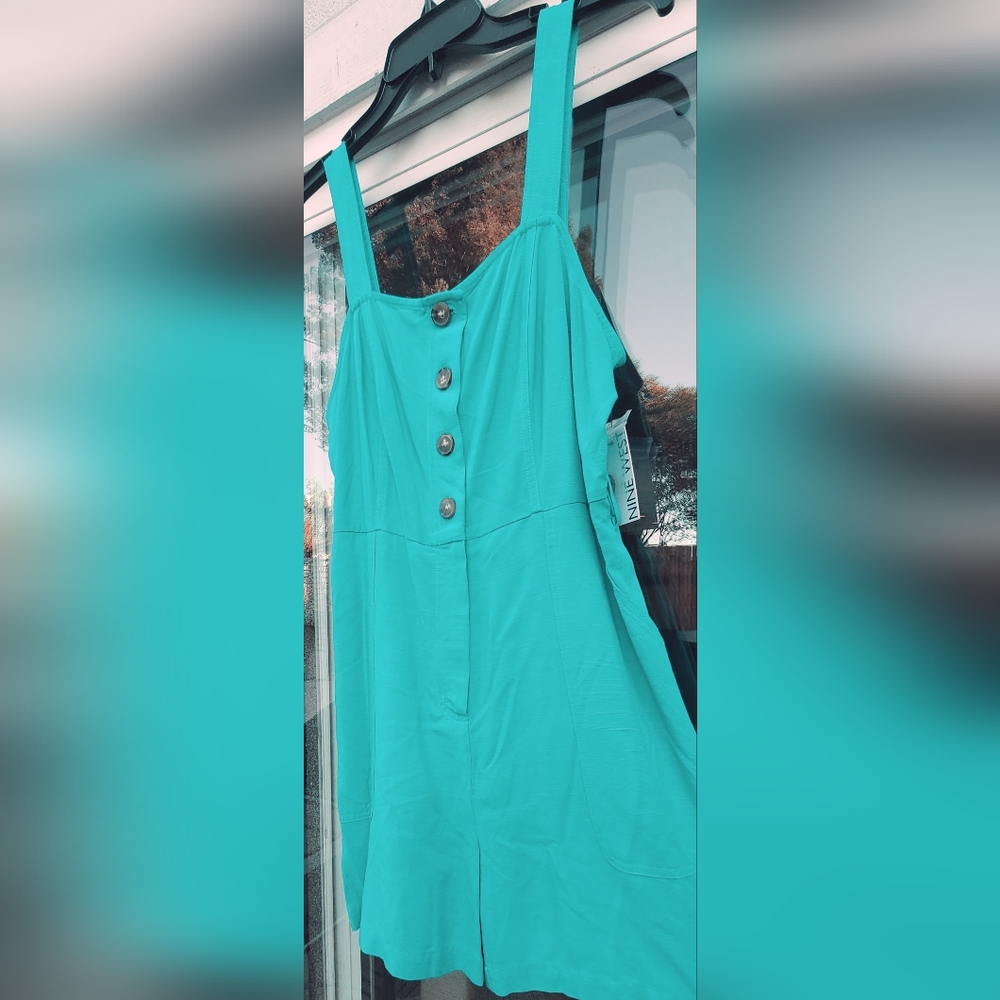 Nine West Teal Button Romper - Size Medium - Picture 5 of 17